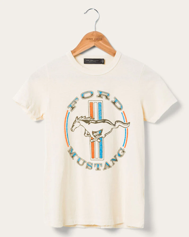 Junk Food WOMEN'S FORD MUSTANG STRIPE ORIGINAL TEE - BIRCH - Image 2