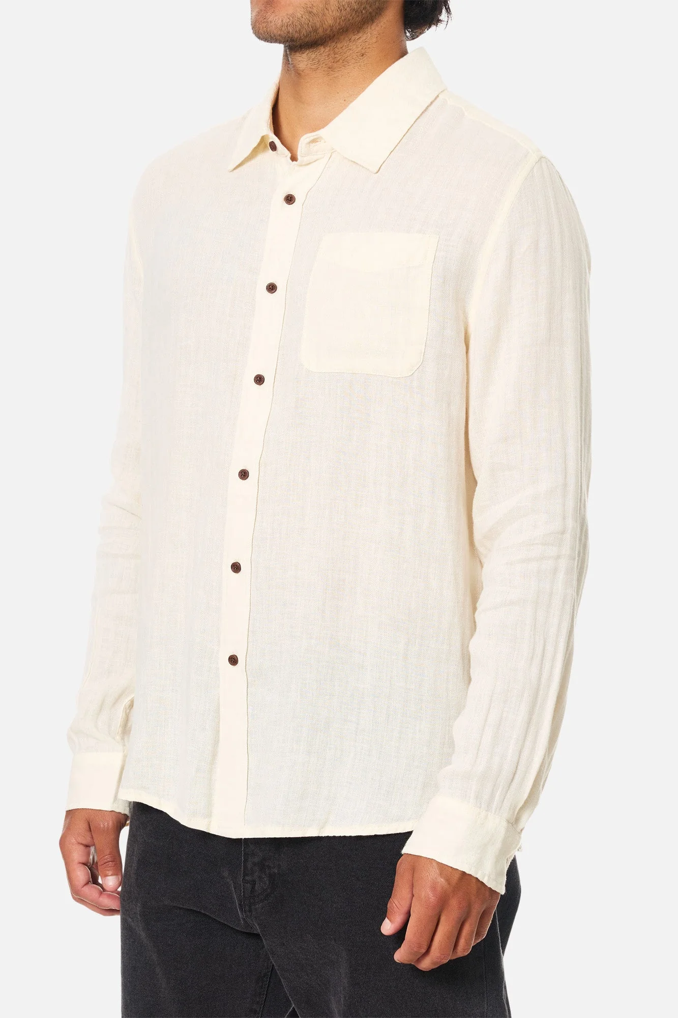 Katin Alan Solid Long Sleeve Shirt - Vintage White - Image 3