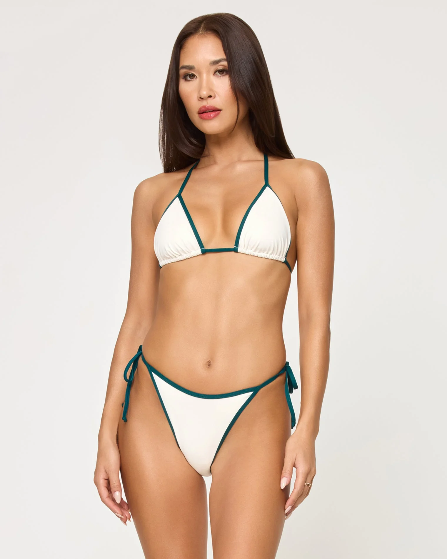L Space Levy Bikini Bottom - Cream/ Deep Teal - Image 2