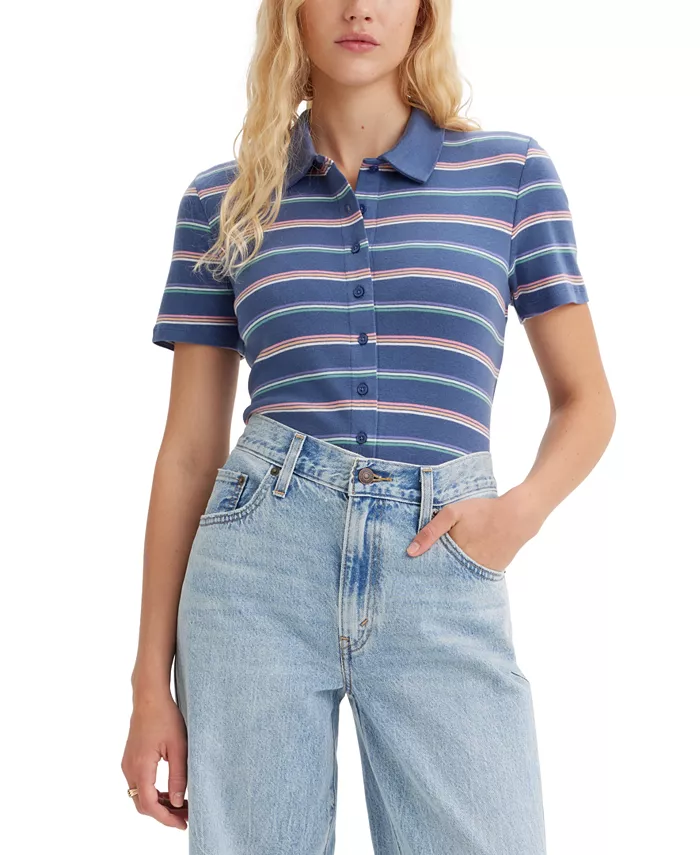 Levi's Women's Suki Polo - Laura Stripe Coastal Fjord