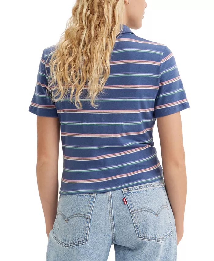 Levi's Women's Suki Polo - Laura Stripe Coastal Fjord - Image 2