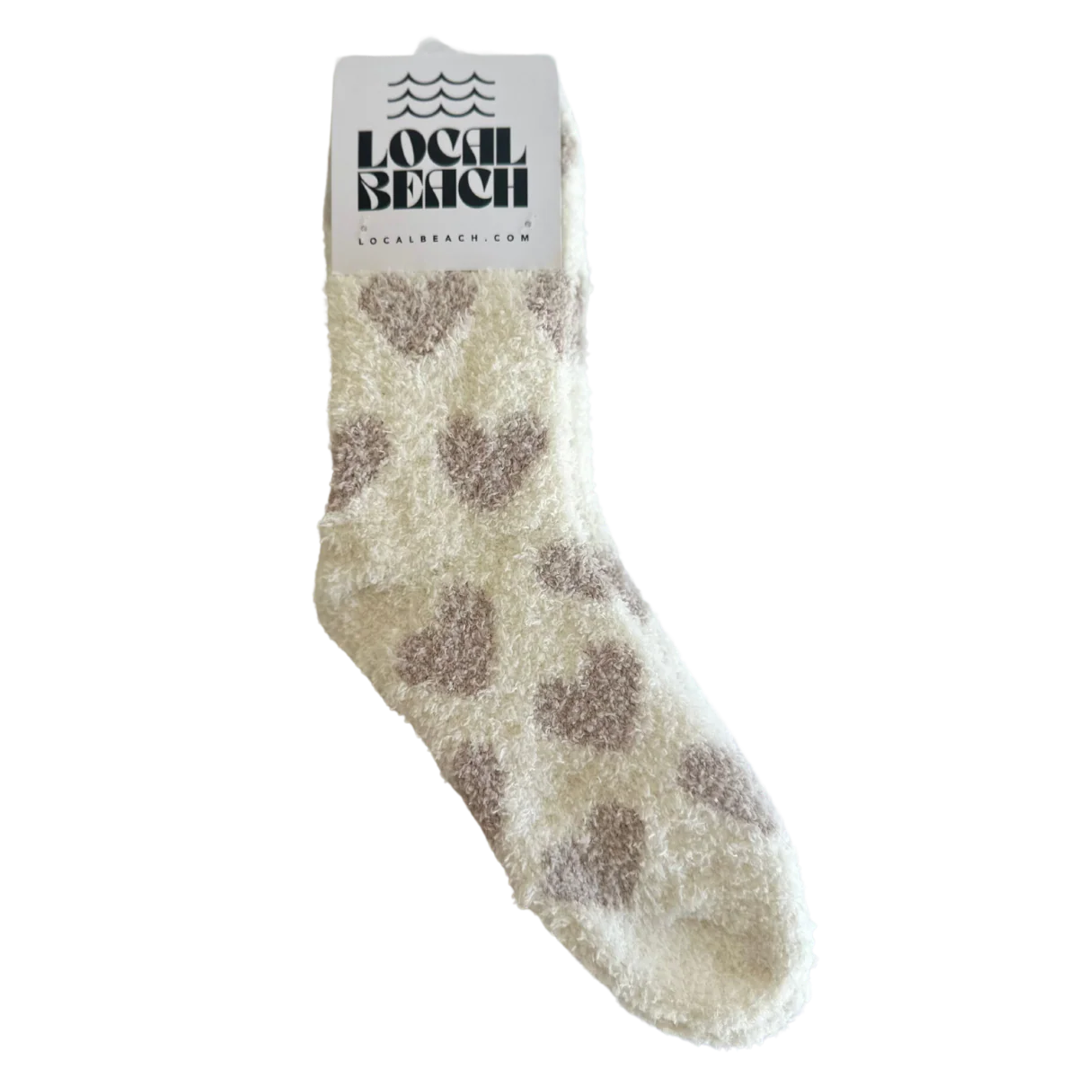 Local Beach Love Collection Heart Cozy Socks - SAND/CREAM