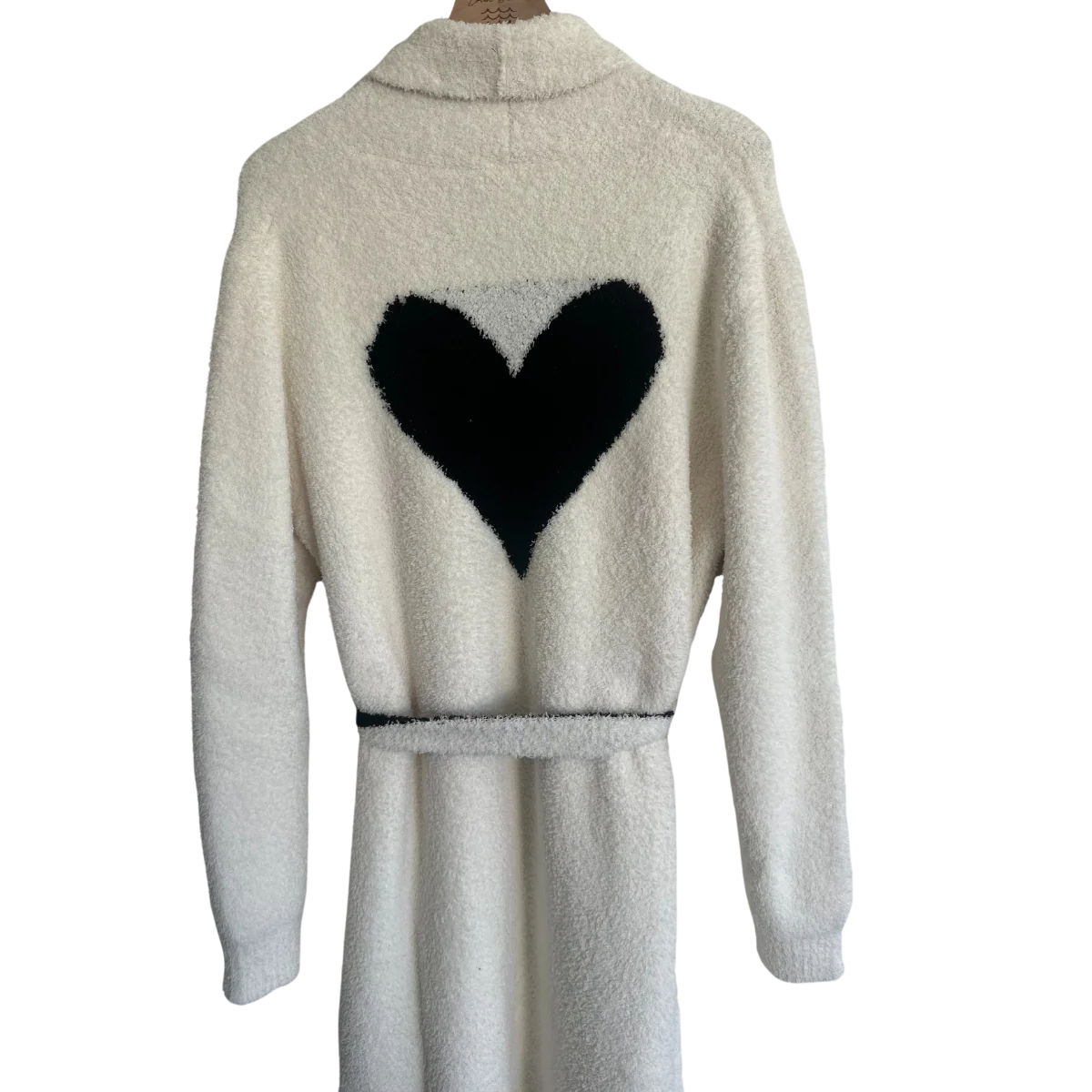 Local Beach Love Collection Heart Luxe Robe - CREAM/BLACK