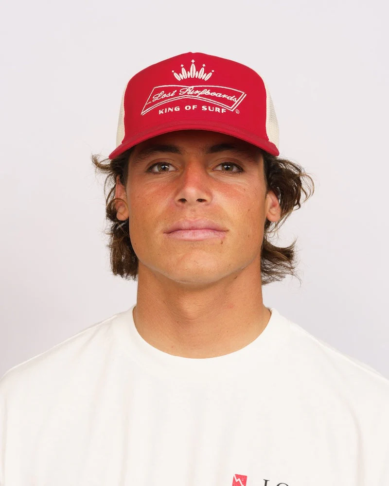 Lost King Of Surf Trucker Hat - Faded Red/ Off White