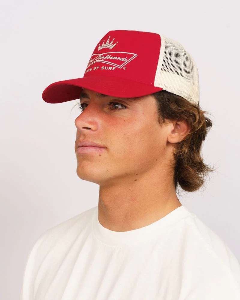 Lost King Of Surf Trucker Hat - Faded Red/ Off White - Image 2
