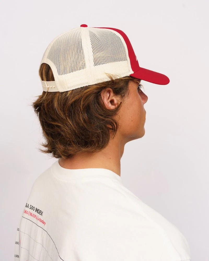Lost King Of Surf Trucker Hat - Faded Red/ Off White - Image 3