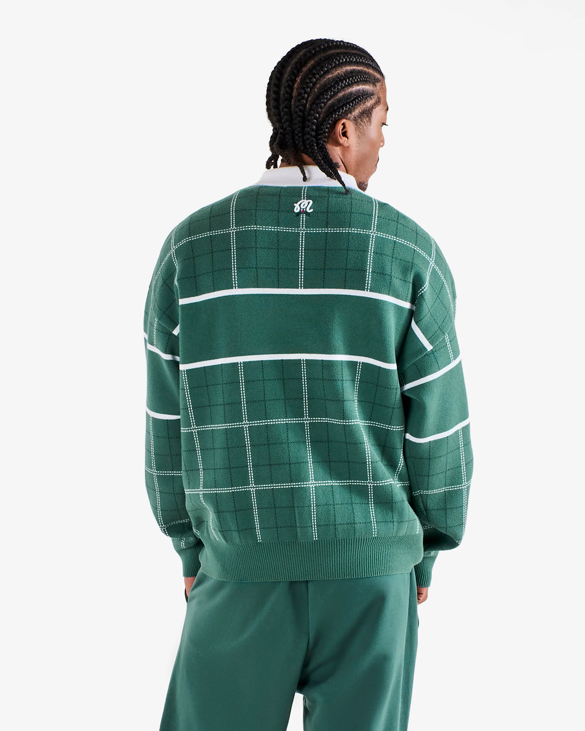 Malbon Bennett Plaid Sweater - Hunter Green - Image 4
