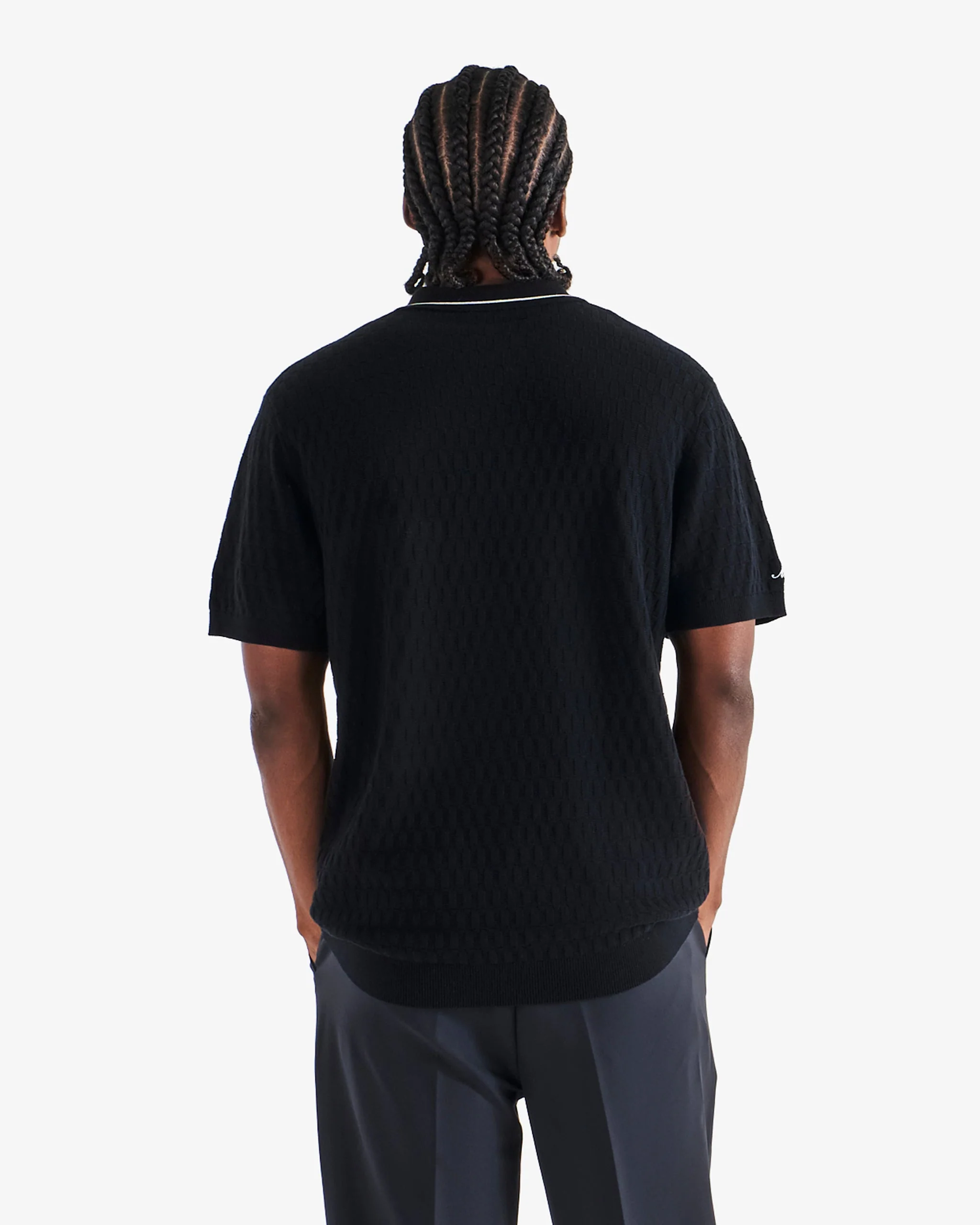 Malbon Crest Knit Polo - Black - Image 3