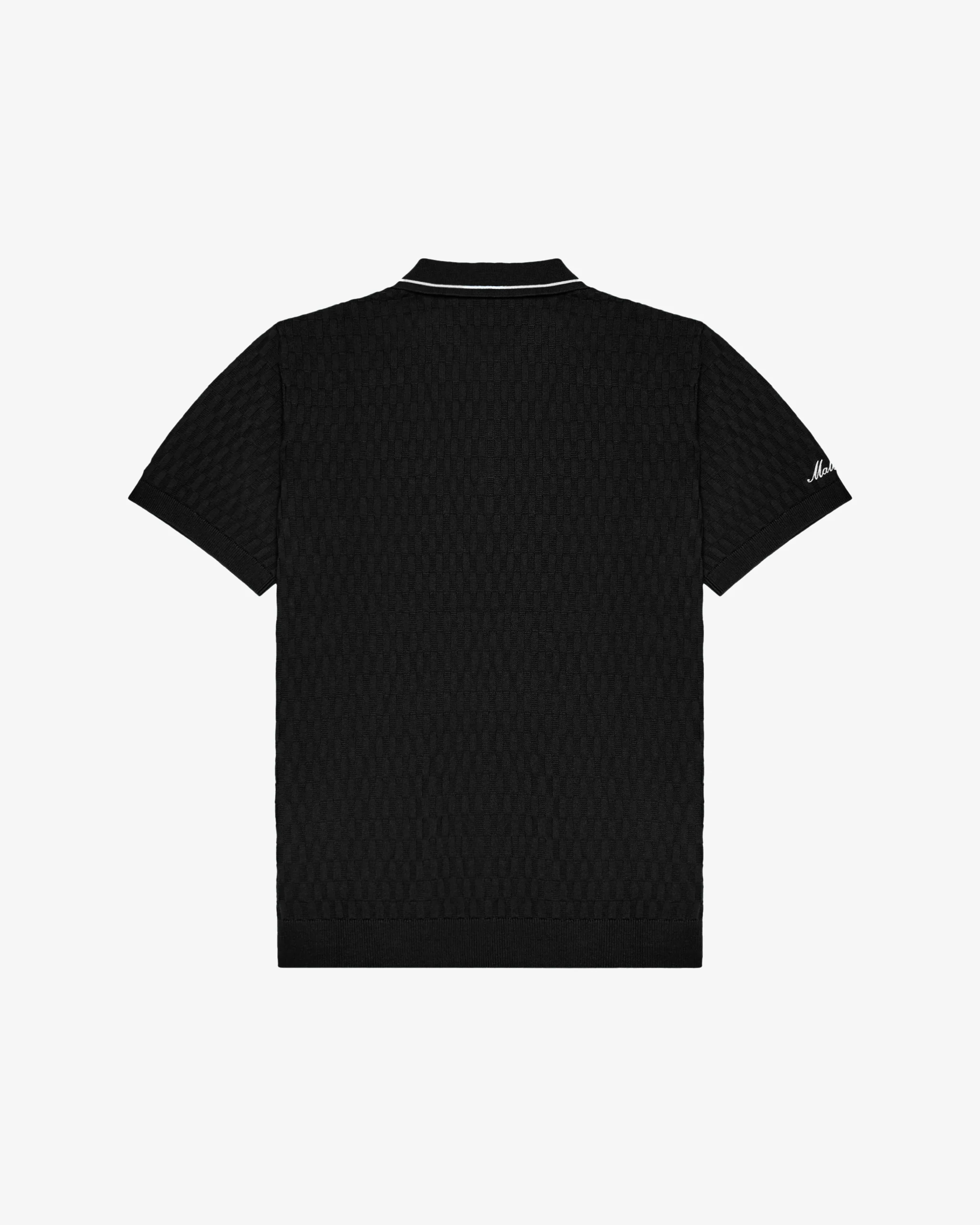 Malbon Crest Knit Polo - Black - Image 4