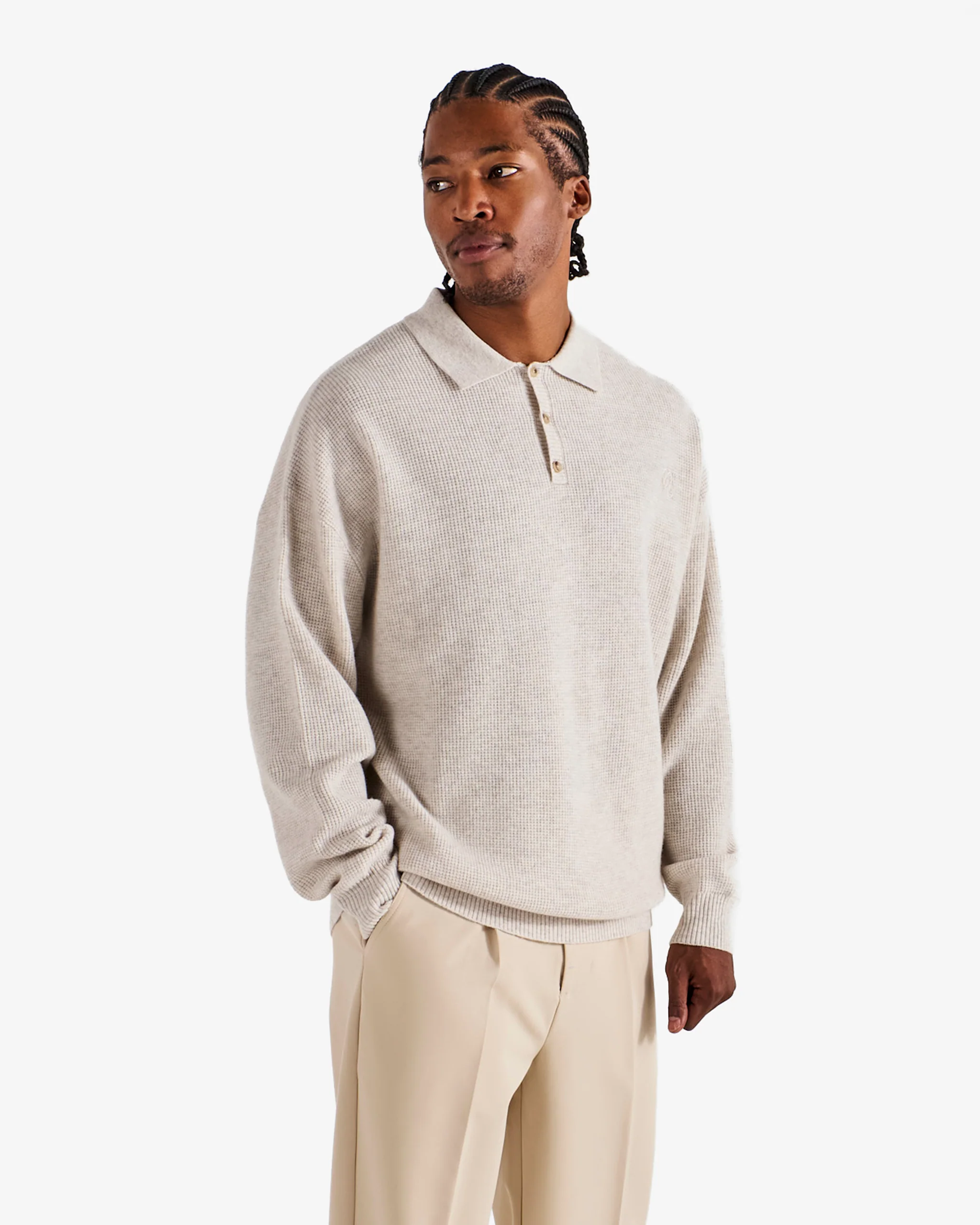 Malbon Gauge Waffle Knit Polo - Ivory - Image 3