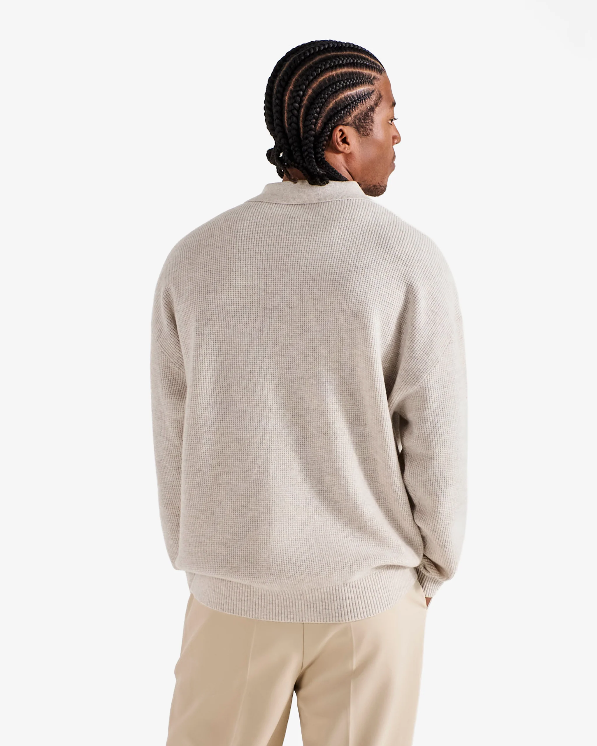 Malbon Gauge Waffle Knit Polo - Ivory - Image 4