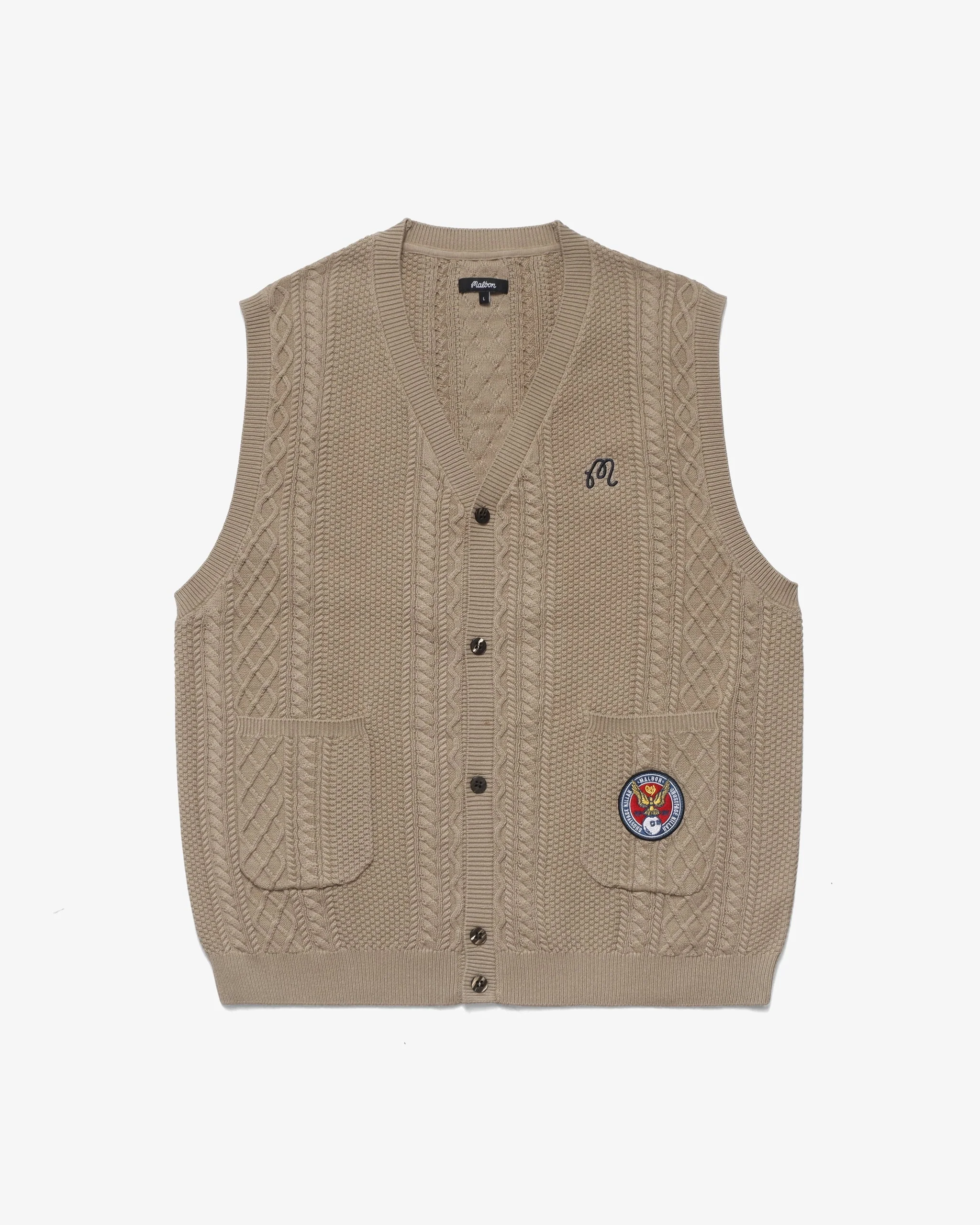 Malbon X Ghostface Killah Cardigan Sweater Vest - Dark Khaki