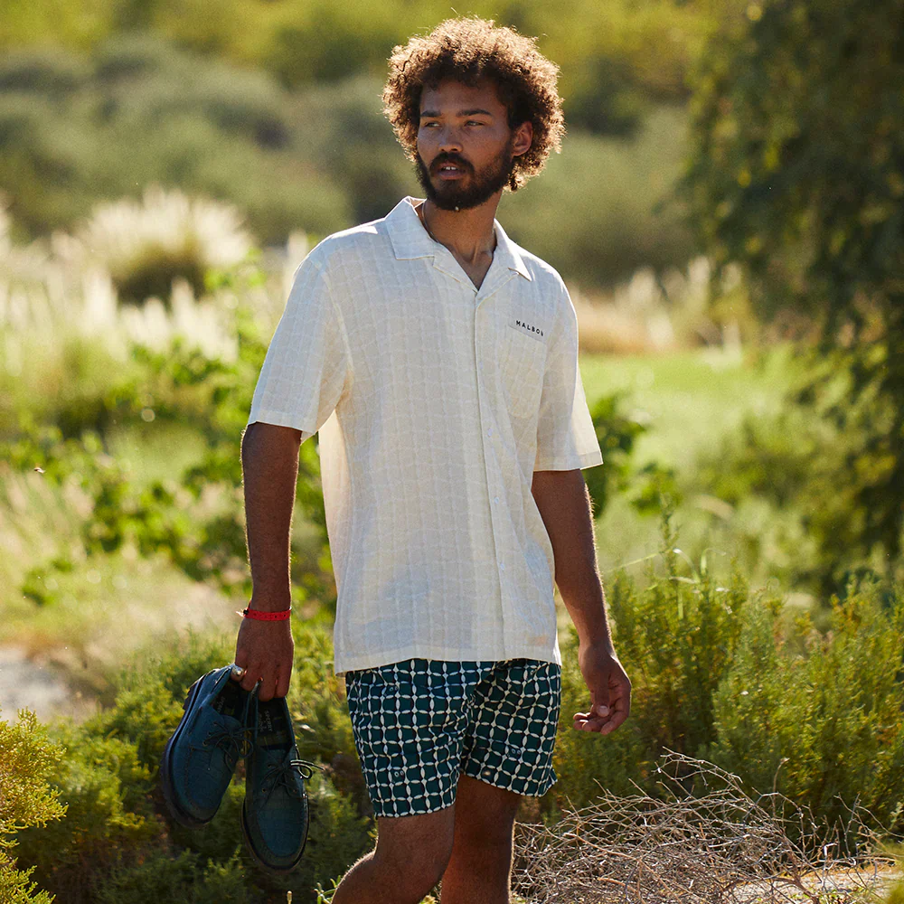 Malbon Lattice Nylon Short  - Green