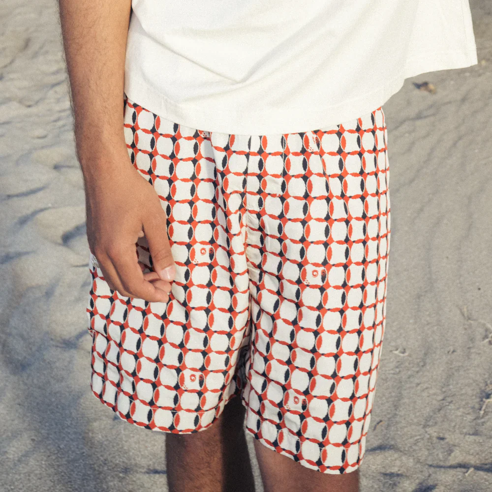 Malbon Lattice Nylon Short- Red