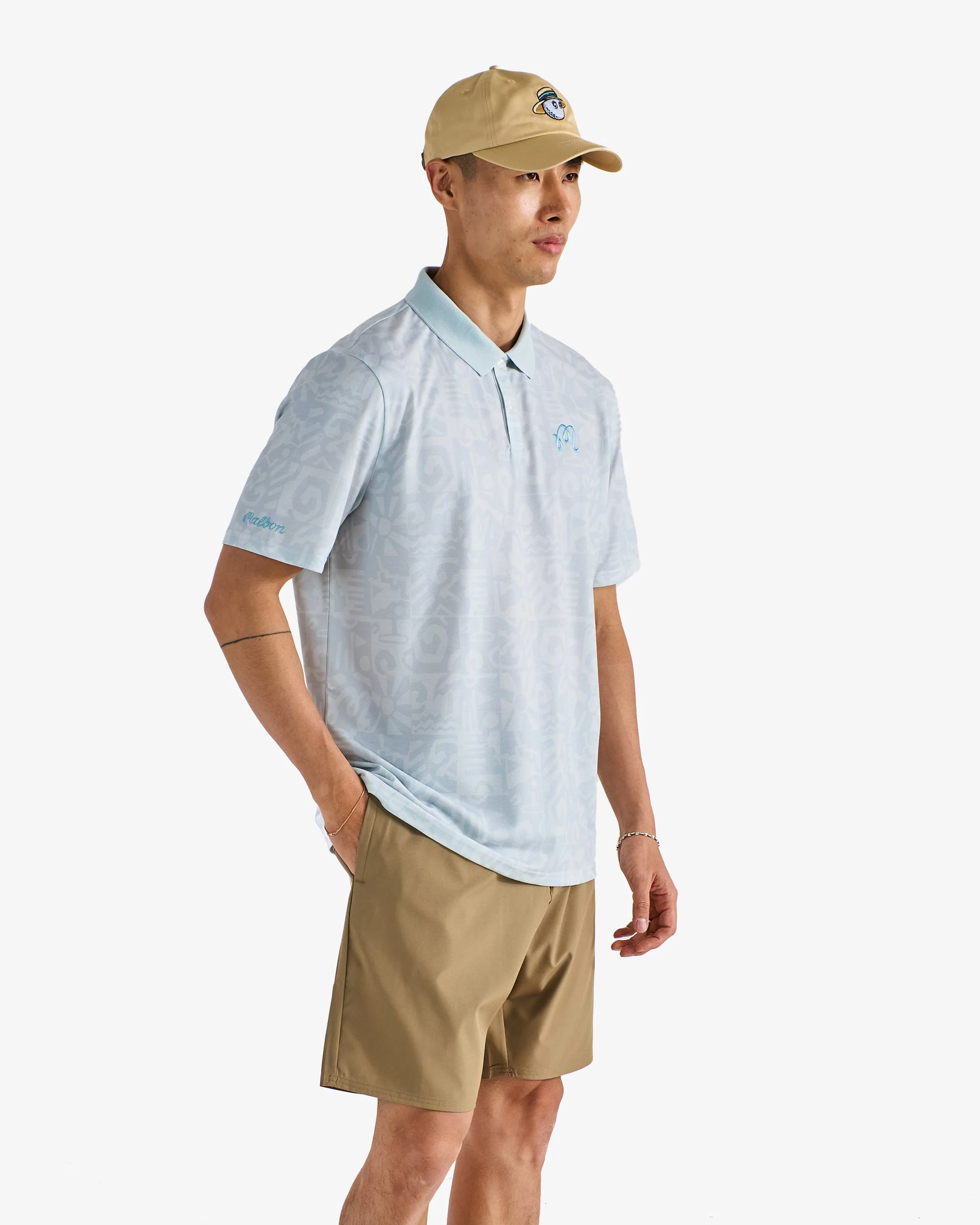 Malbon Mezzo Performance Pique Printed Polo - Silver - Image 2