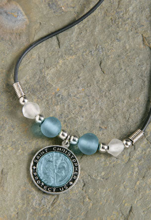 MAUNA KAI Blue St. Christopher Rubber Cord Necklace - ASSORTED