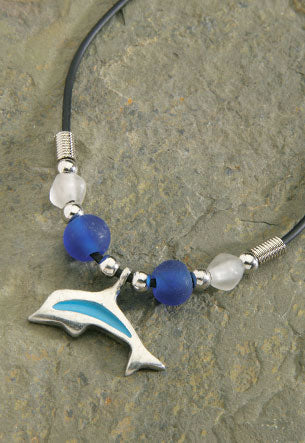 MAUNA KAI Pewter Enamel Dolphin Rubber Cord Necklace - ASSORTED