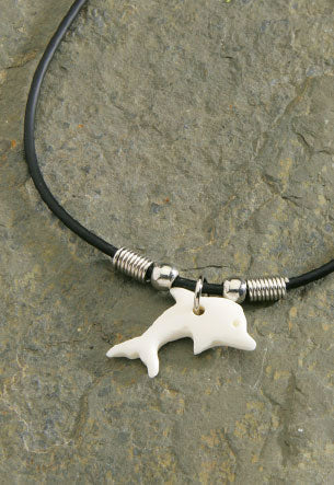 MAUNA KAI Rubber Cord Necklace with Bone Dolphin - ASSORTED