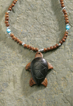 MAUNA KAI Turtle Carving Wood Beaded Cord Necklace - ASSORTED