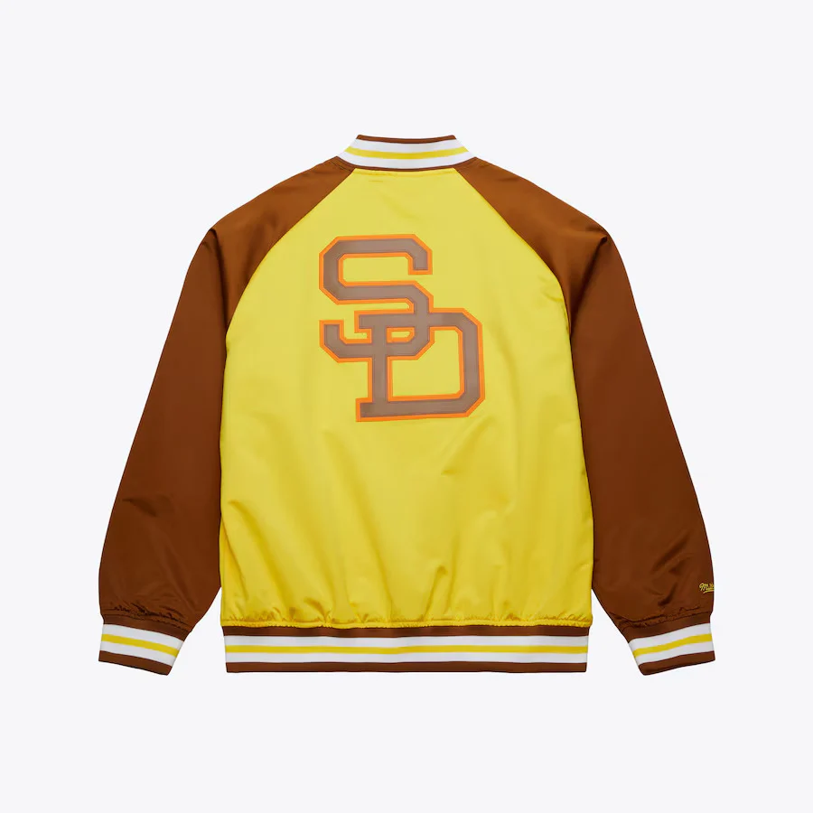 Mitchell & Ness Men's Gold San Diego Padres Vintage Logo Double Clutch Lightweight Satin Raglan Full-Snap Jacket - BROWN