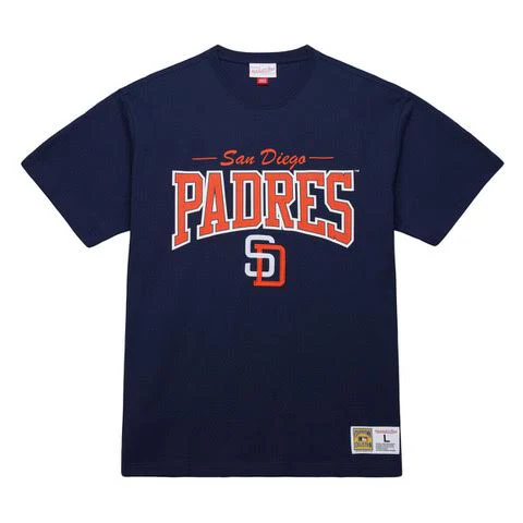 Mitchell & Ness San Diego Padres Throw It Back SS Vintage Tee - NAVY