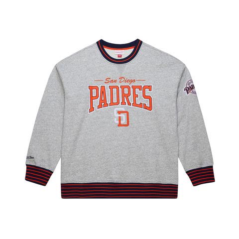 Mitchell & Ness San Diego Padres Throw It Back Vintage Crew - GREY HEATHER