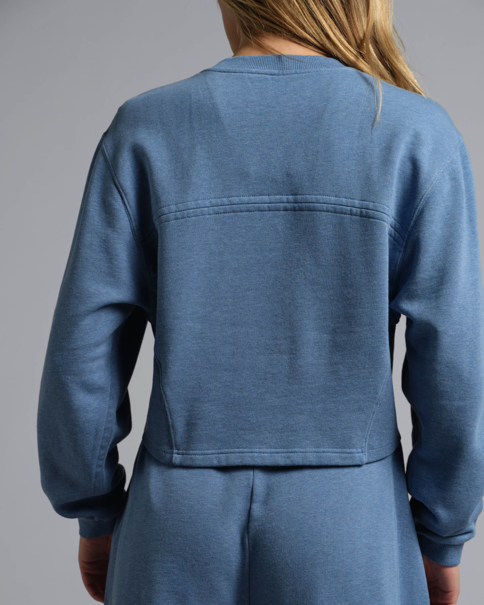 Municipal Women's Hang Back Fleece Crew - DENIM - Image 2