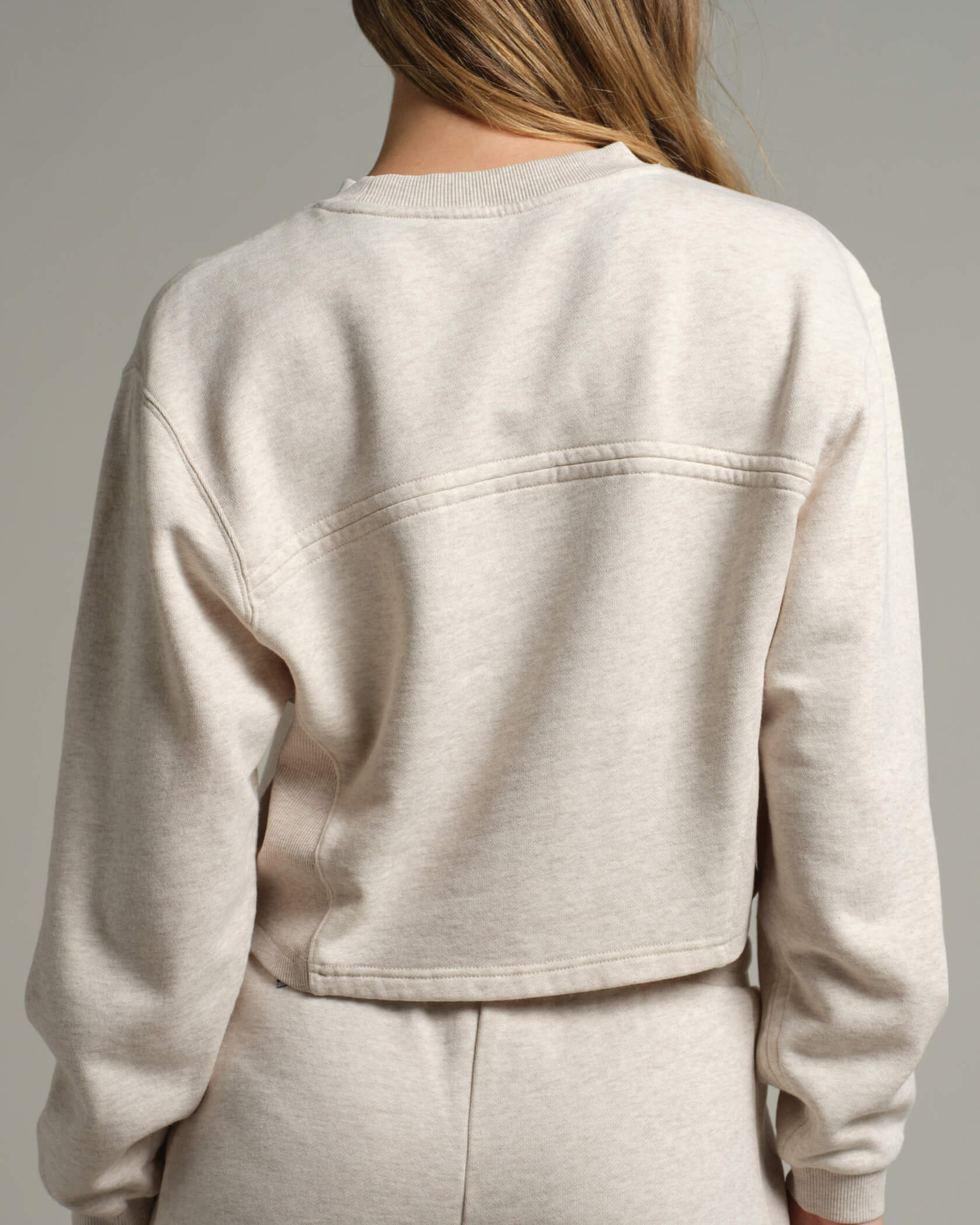 Municipal Women's Hang Back Fleece Crew - STONE - Image 2