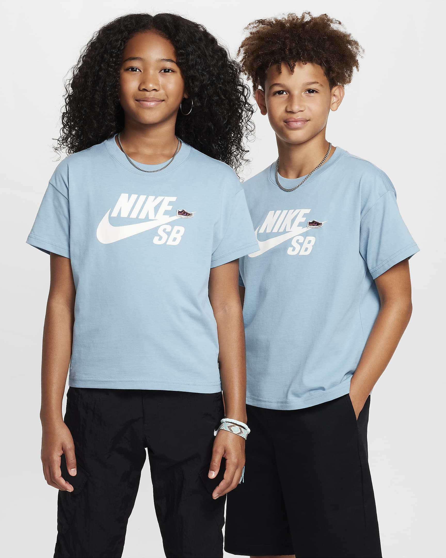 Nike Big Kids' T-Shirt - DENIM TURQ/WHITE