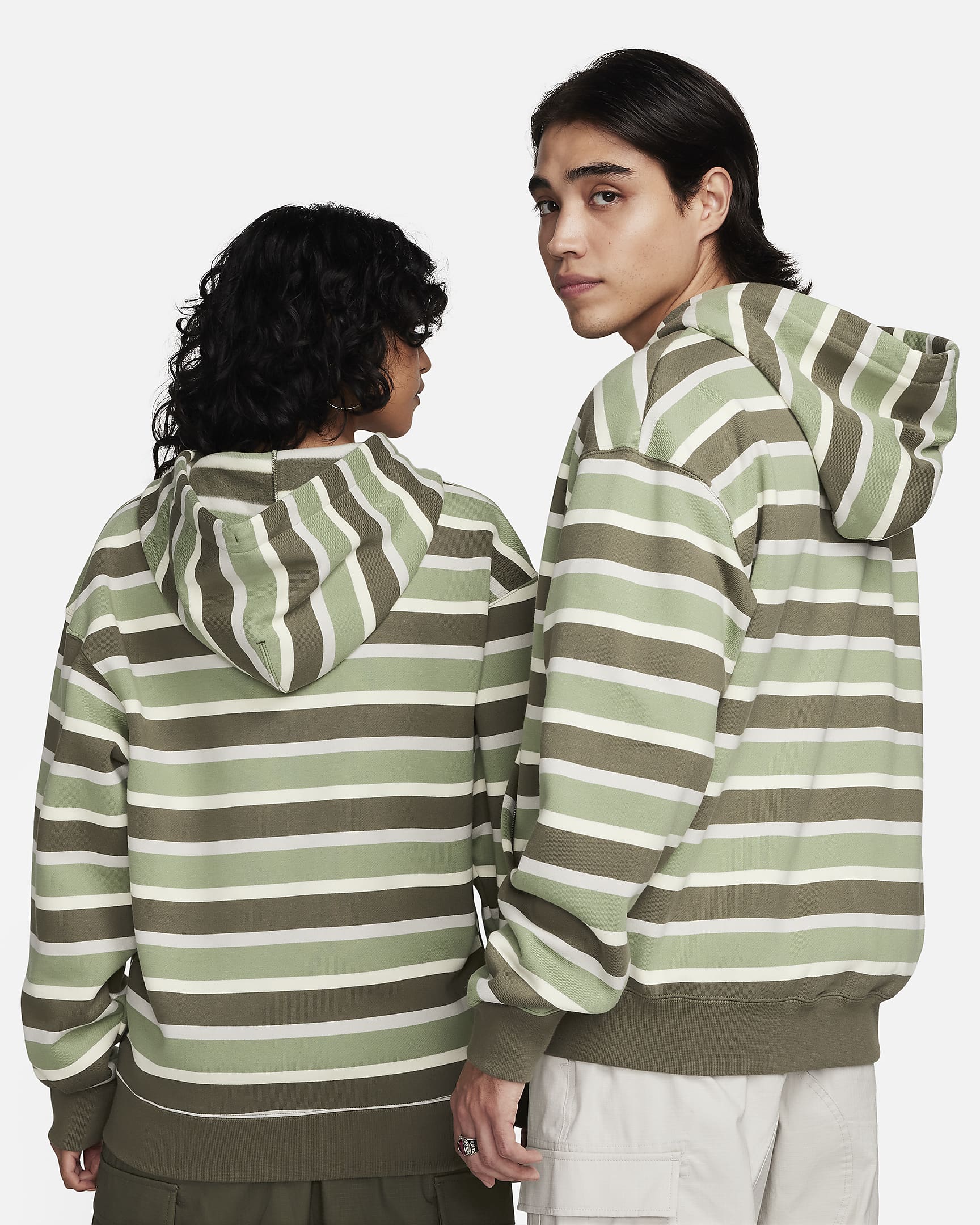 Nike Full-Zip Fleece Skate Hoodie  - Coconut Milk/Oil Green/White - Image 2
