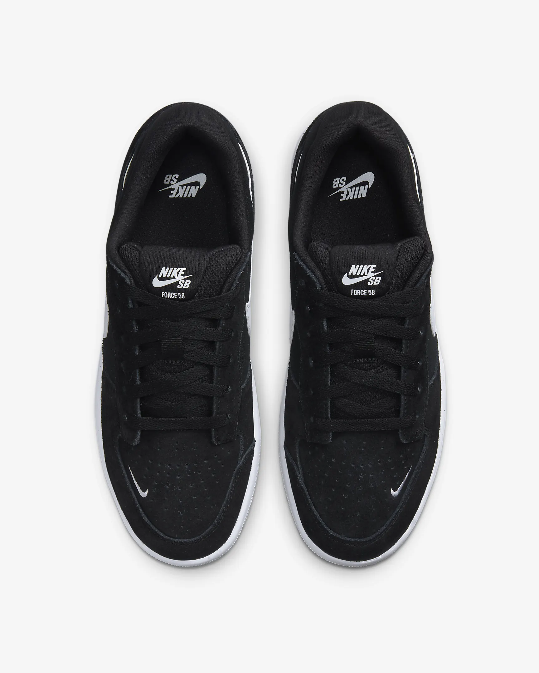 Nike SB Force 58 Skate Shoe - BLACK WHITE BLKW - Image 3