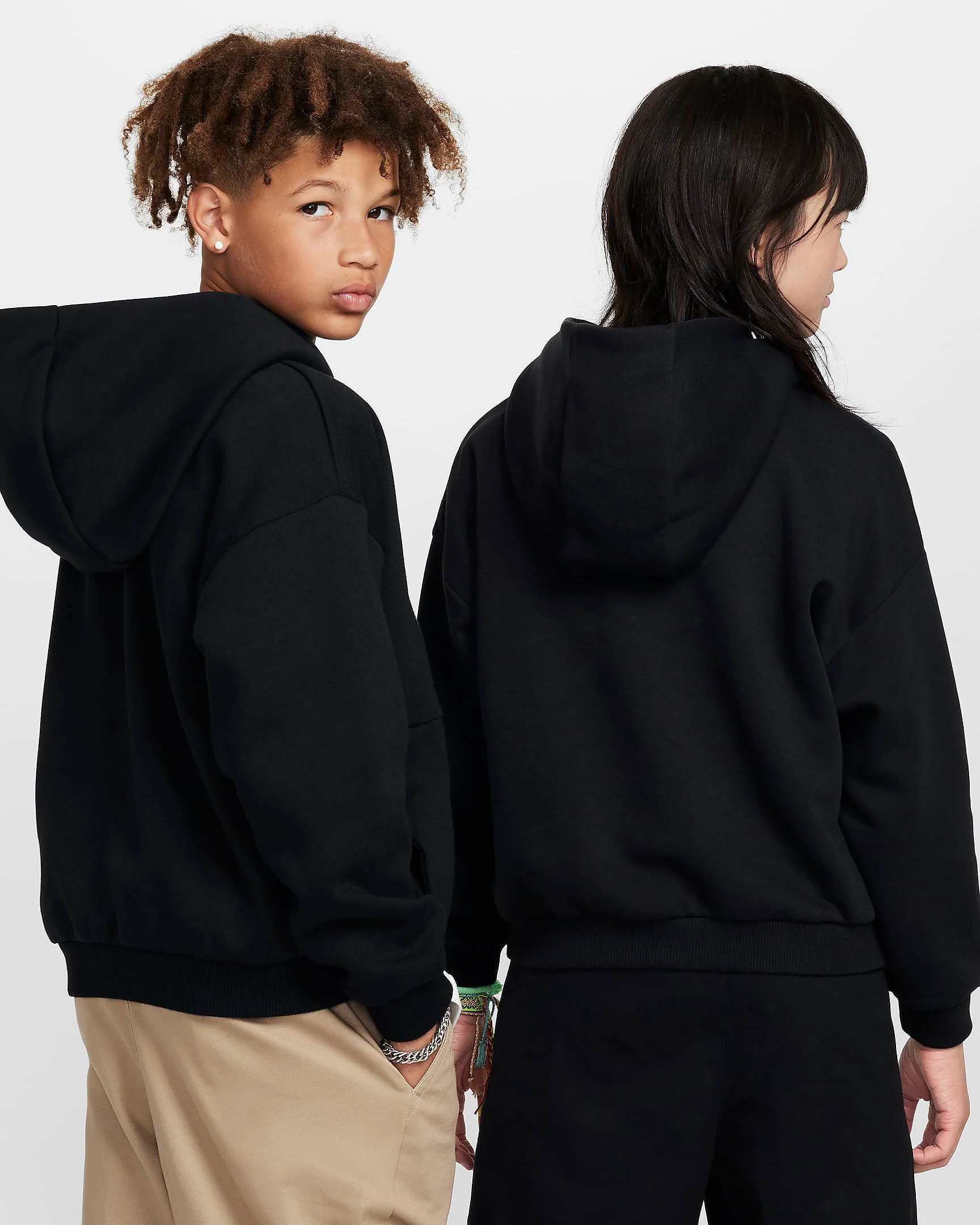 Nike SB Kid's Icon Fleece EasyOn - BLACK WHITE - Image 2