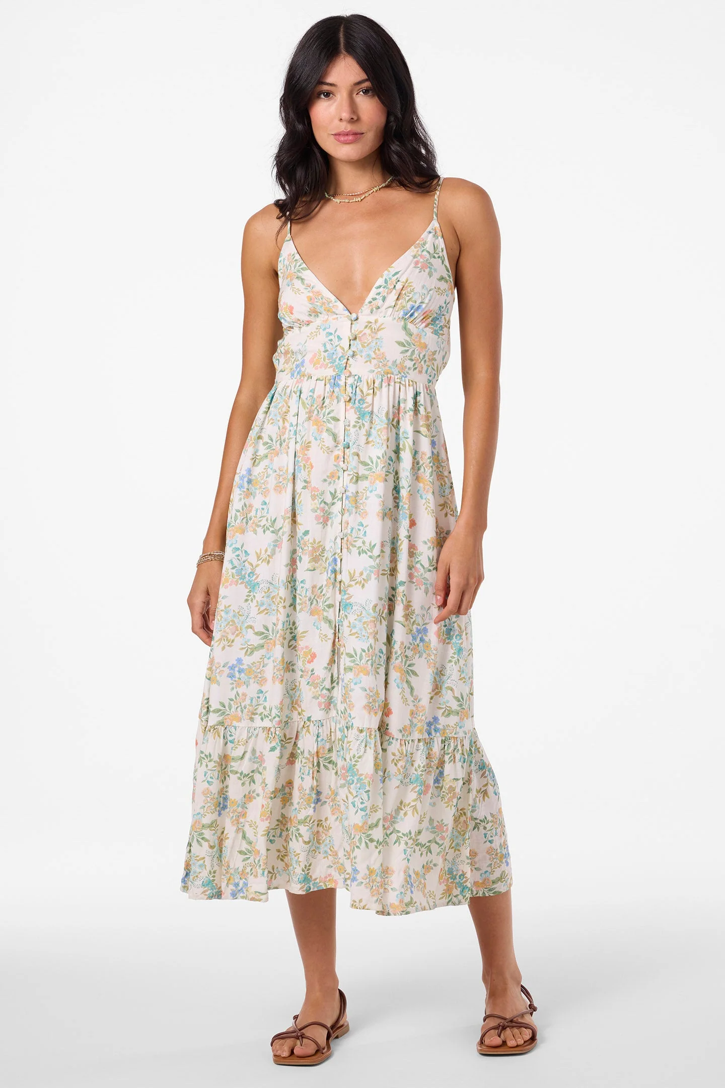 O`Neill Pilar Nayomi Floral Midi Dress - Winter White