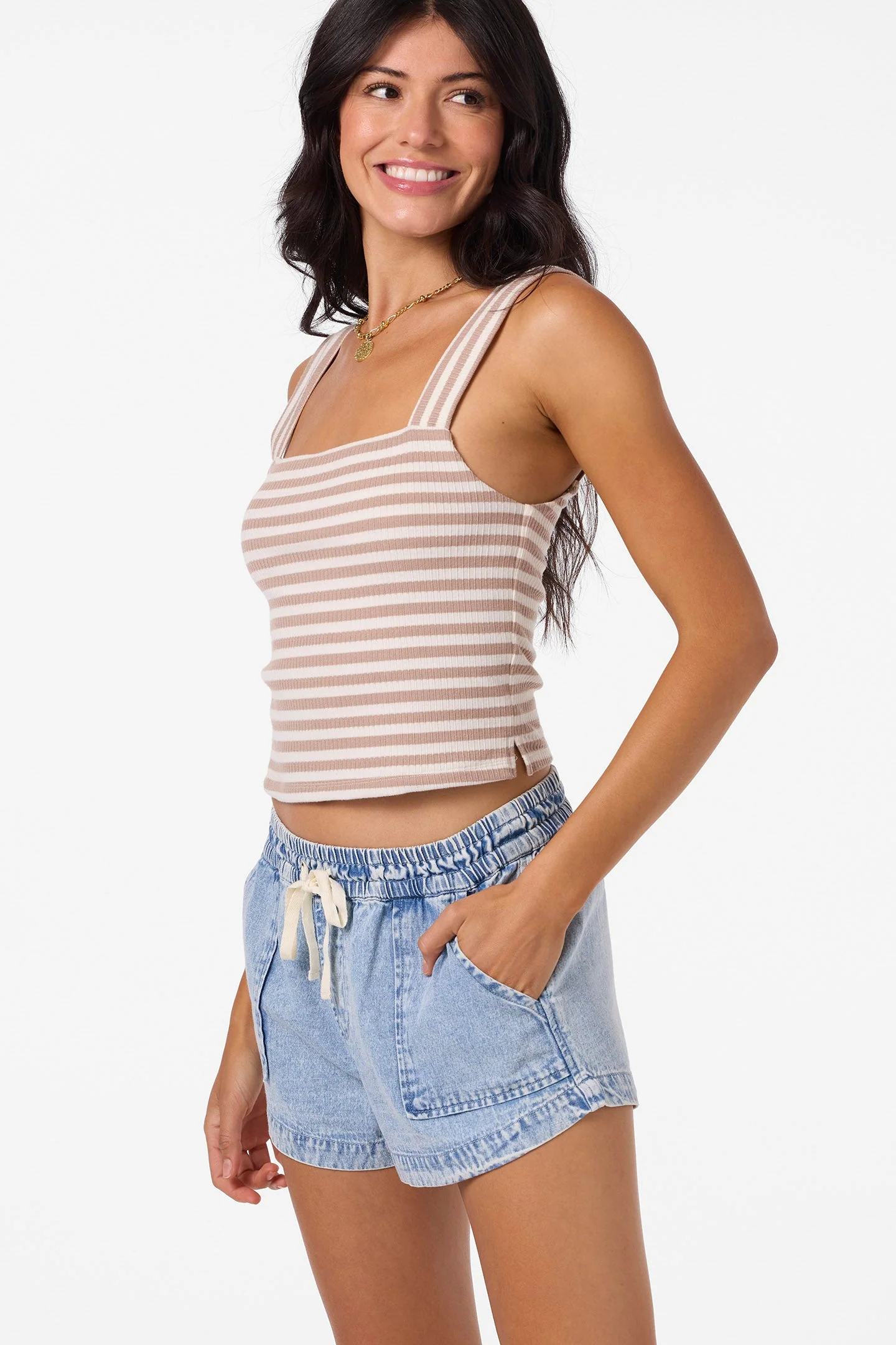 O`Neill Vanessa Stripe Sleeveless Top - Simply Taupe - Image 3