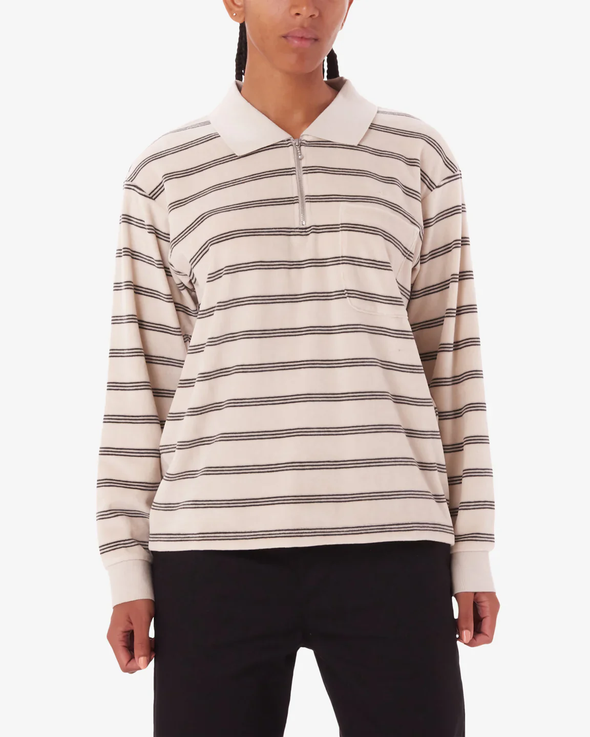 Obey Laurel Stripe Polo - CEMENT MULTI