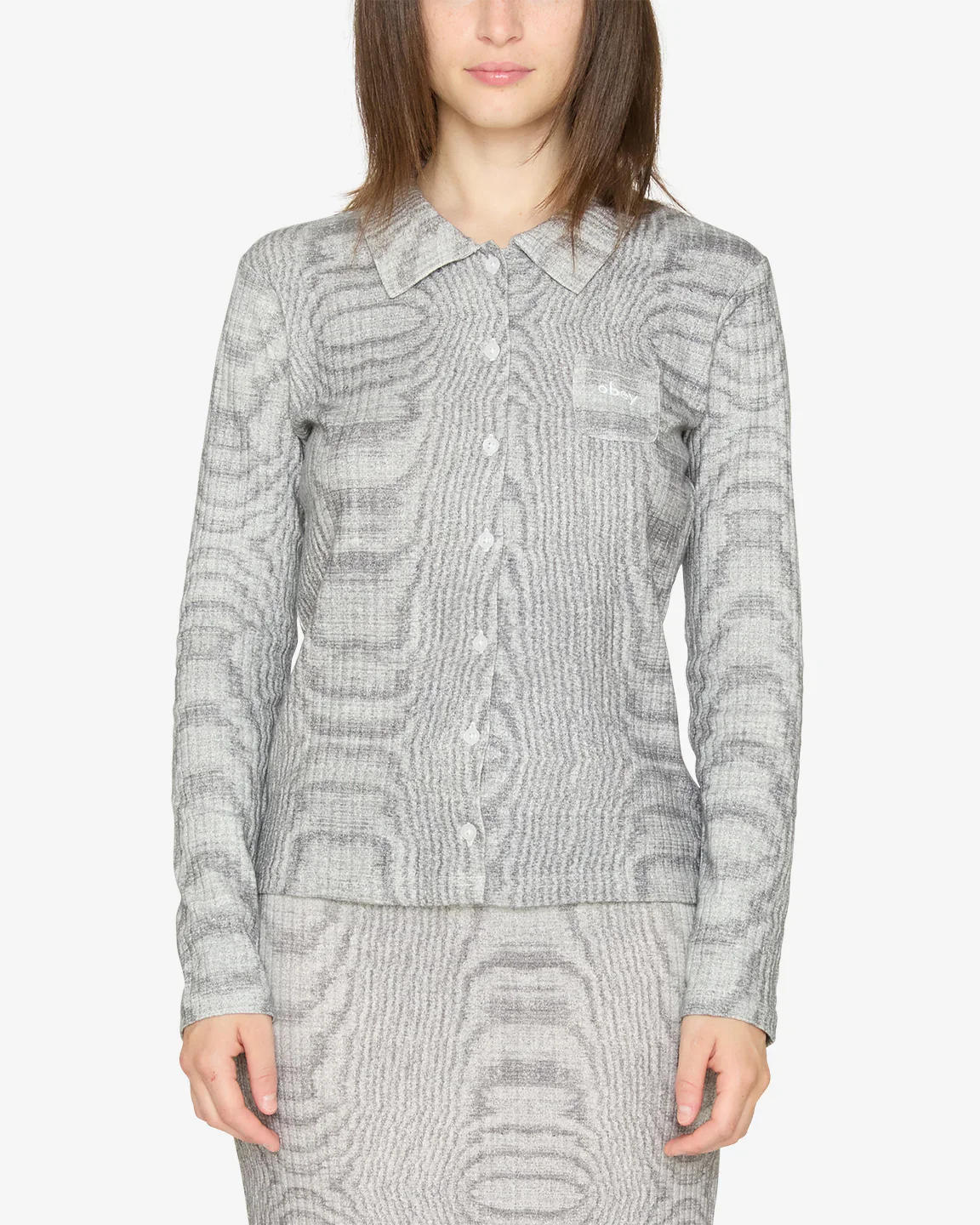 Obey NOISE BUTTON DOWN TOP - BLANC MULTI