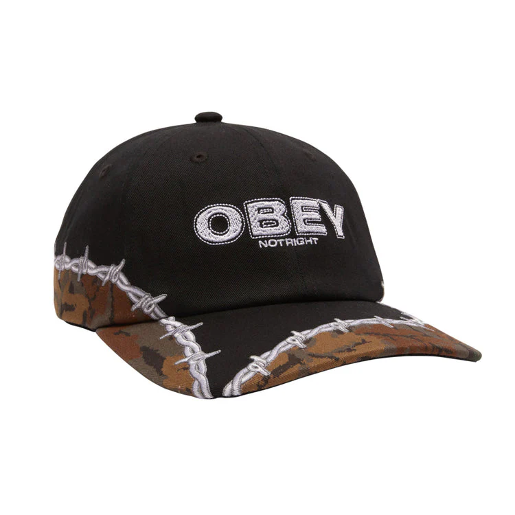 Obey Not Right 6 Panel Velcro Back - BLACK MULTI