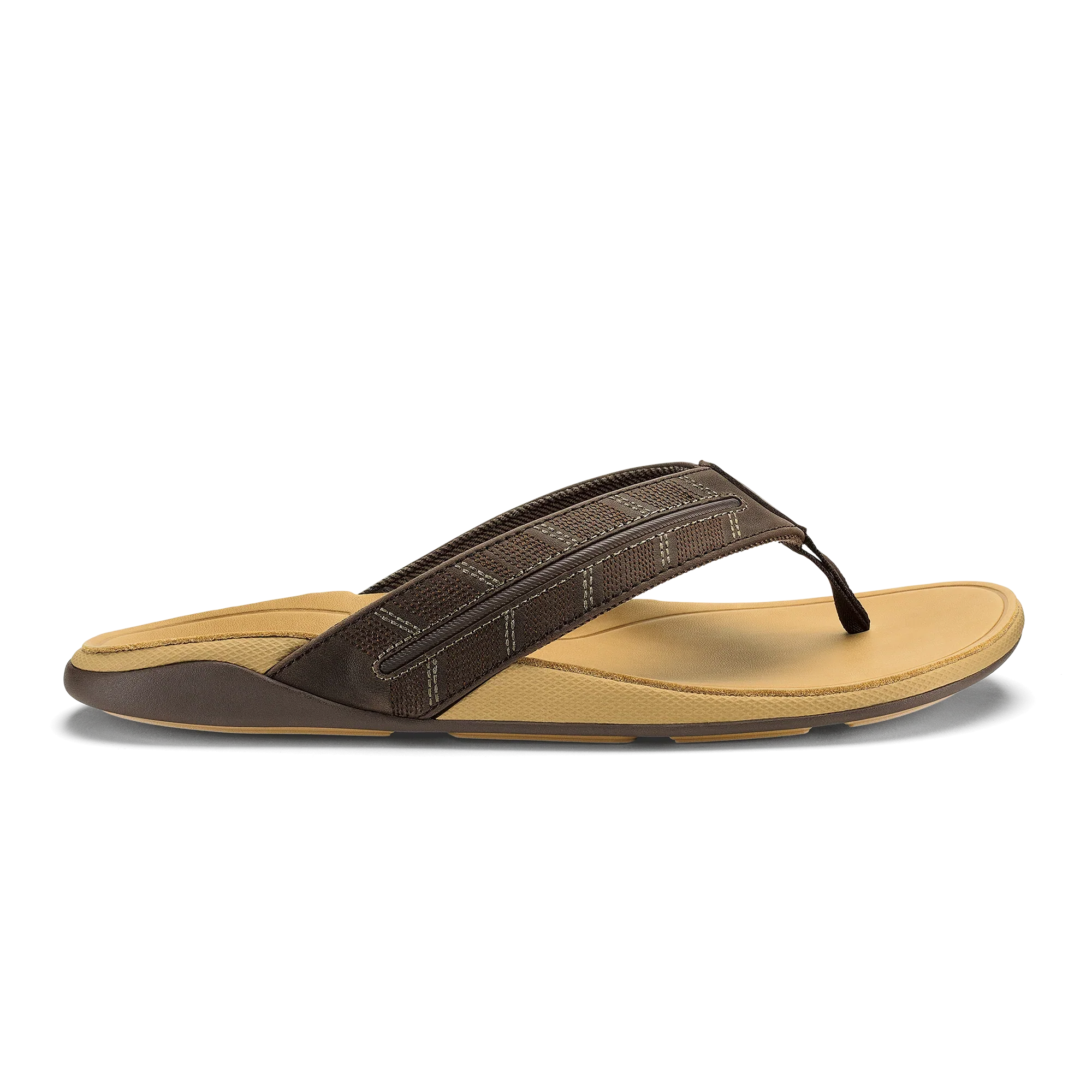 Olukai Men's Tuahine Palm - Dark Java/Golden Sand