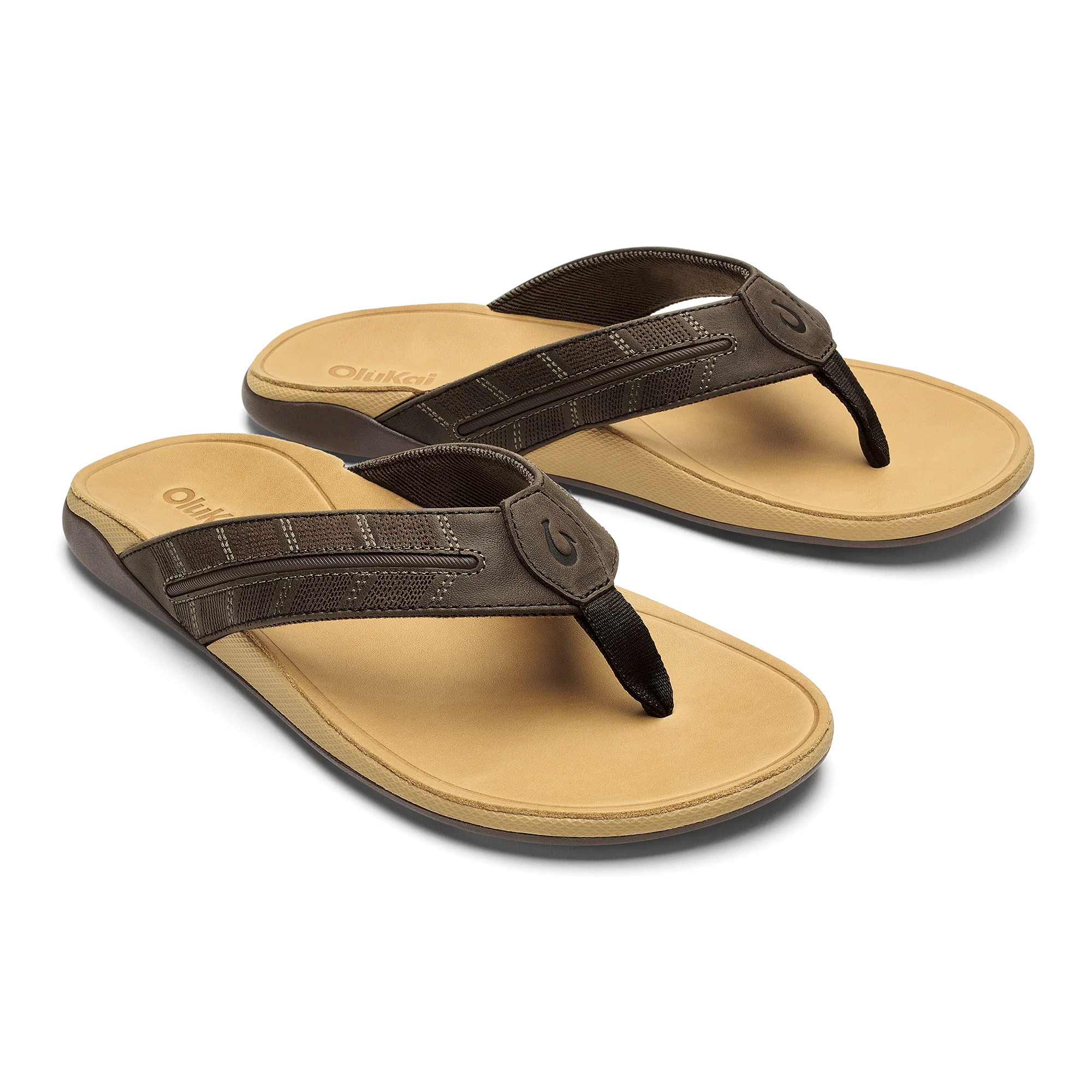 Olukai Men's Tuahine Palm - Dark Java/Golden Sand - Image 3