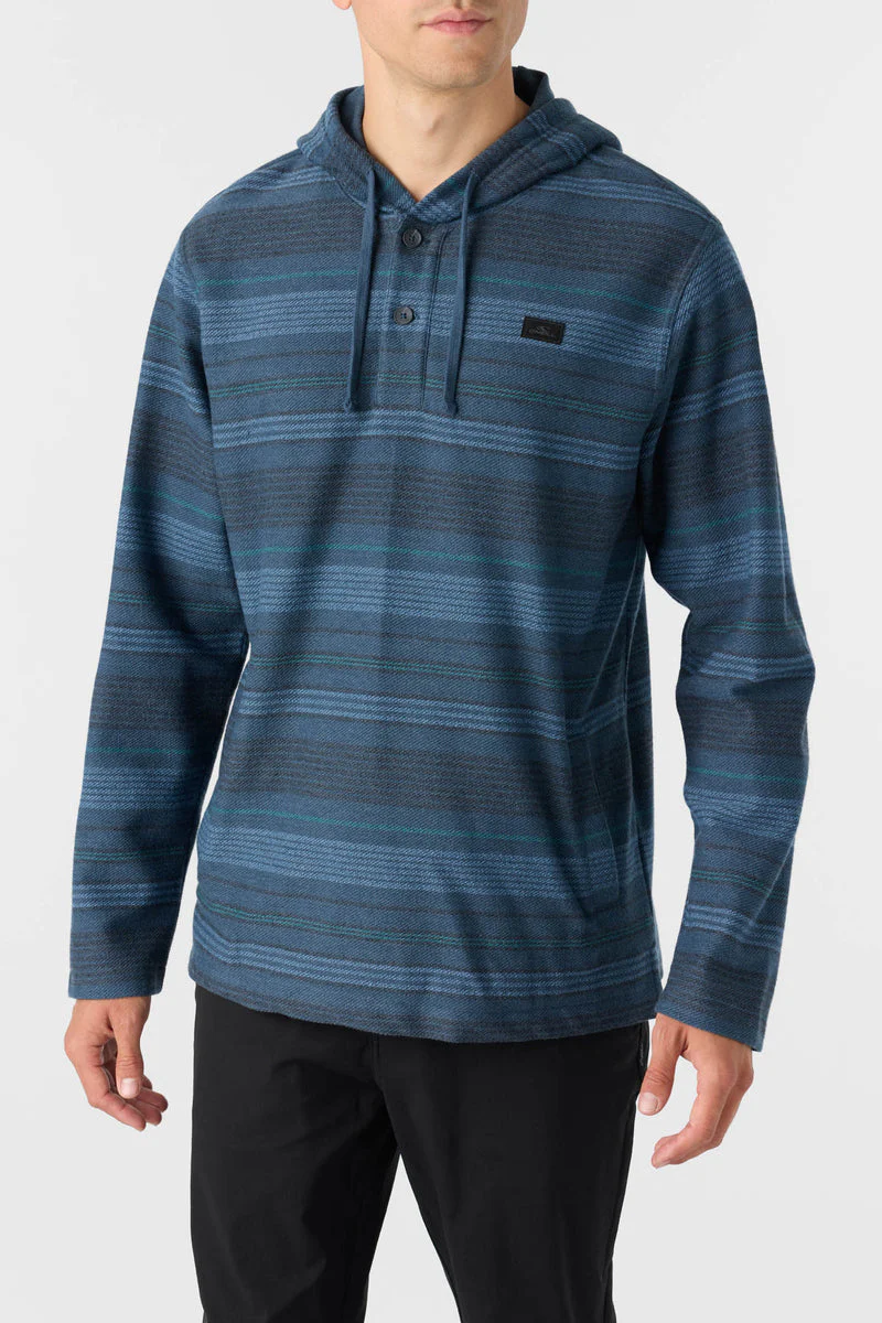 O'Neill BAVARO STRIPE PONCHO PULLOVER FLEECE - MIDNIGHT NAVY