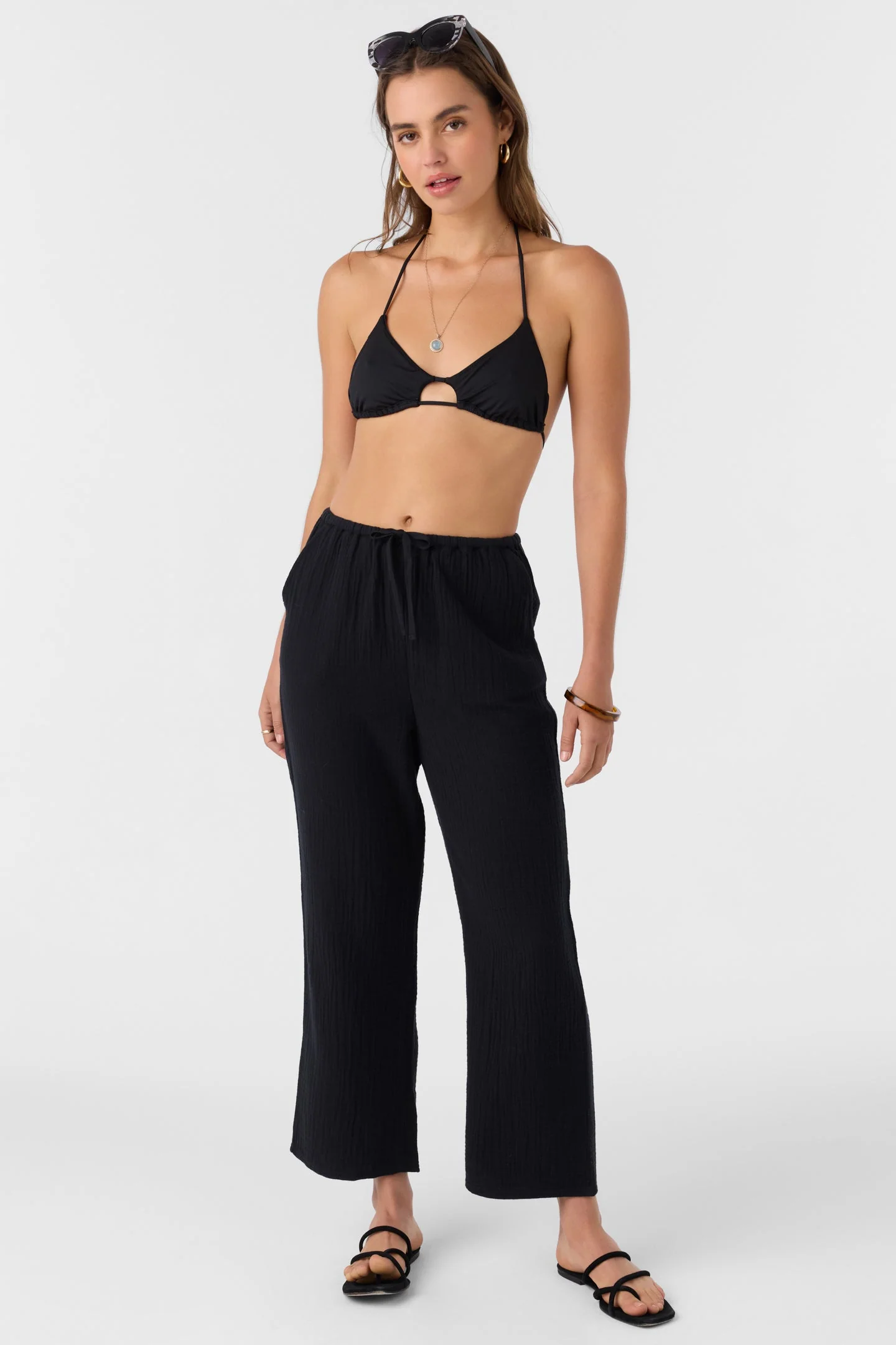 O'Neill BRENDA CRINKLE DOUBLE GAUZE BEACH PANTS - BLACK