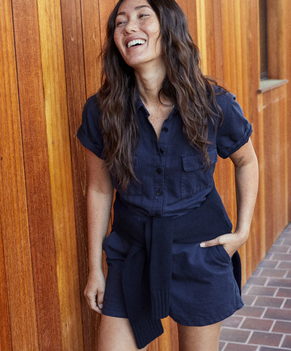 Outerknown S.E.A. Suit Shortall Romper - DARK NAVY - Image 3