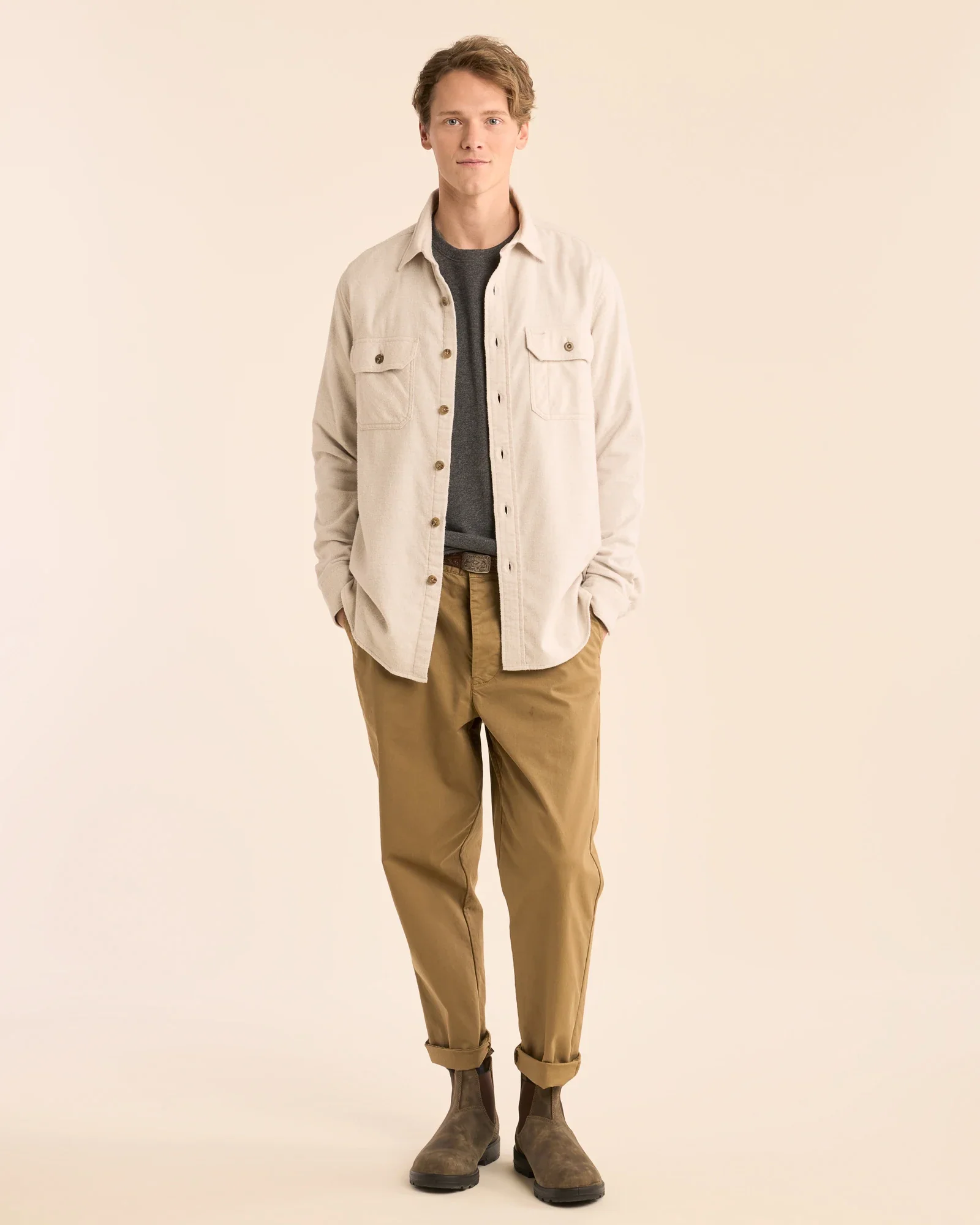 Pendleton MEN'S BURNSIDE DOUBLEBRUSHED FLANNEL SHIRT - NATURAL