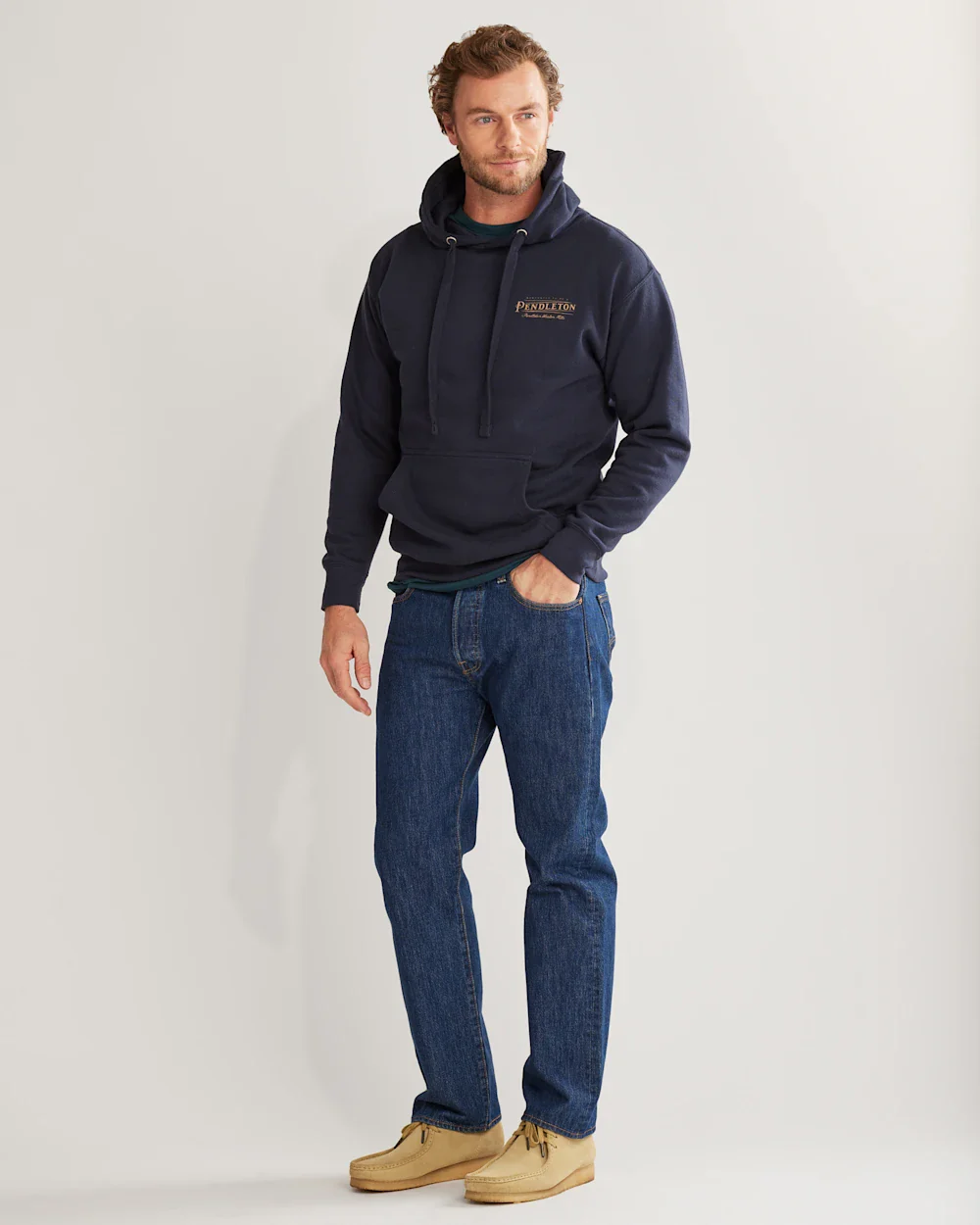 Pendleton MEN'S HERITAGE LOGO HOODIE - NAVY/GOLD - Image 2