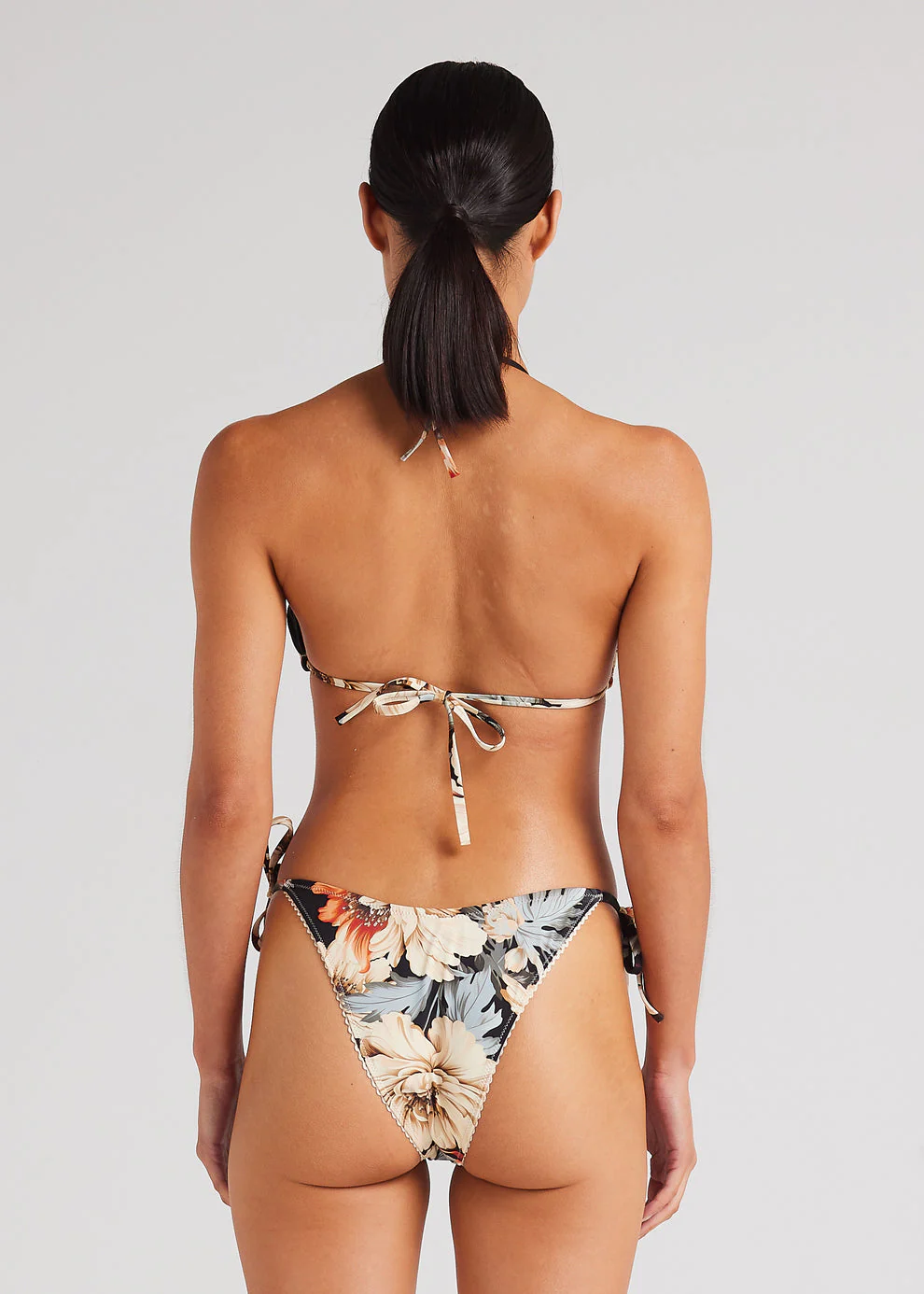 Poolside Paradiso Panama High String Tie Bikini Bottom - BLACK - Image 2