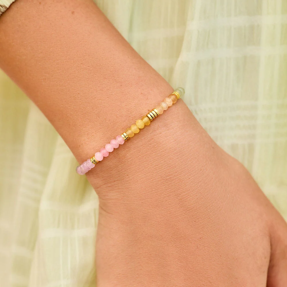 Pura Vida OMBRE RAINBOW BEAD STRETCH BRACELET - GOLD - Image 2