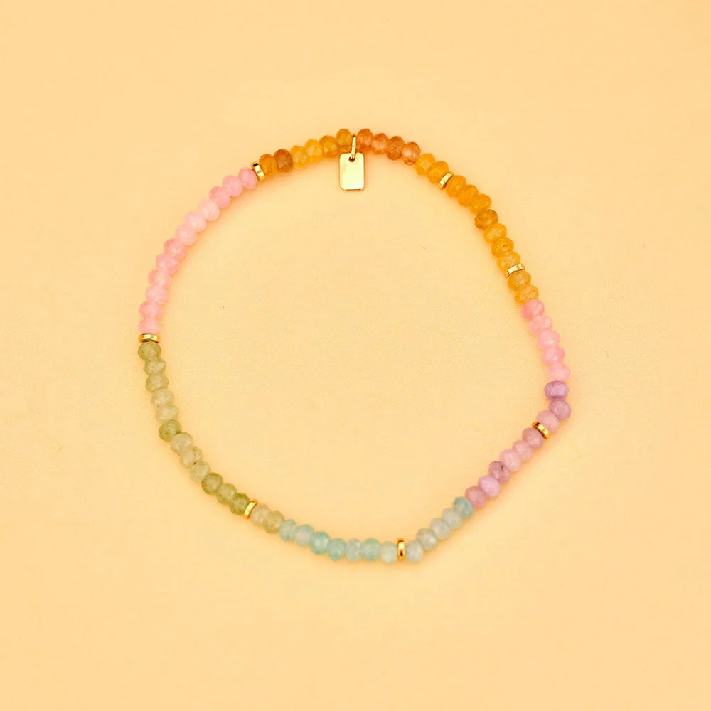 Pura Vida Bracelets Ombre Rainbow Stretch Anklet - GOLD