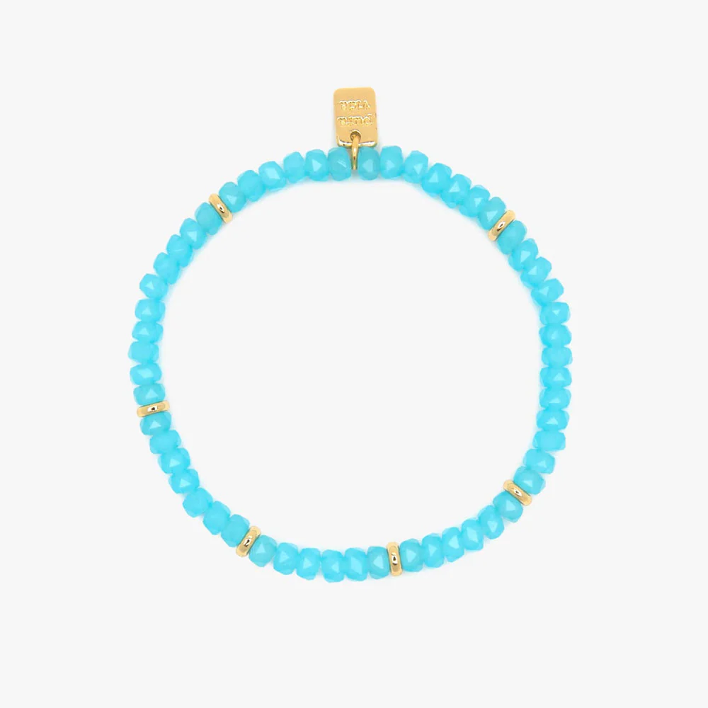 Pura Vida Bracelets Surfrider Aqua Stretch Bracelet - GOLD