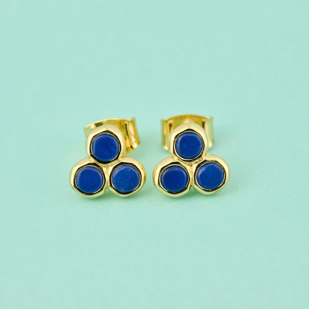 Pura Vida Bracelets Surfrider Three Stone Stud Earrings - GOLD