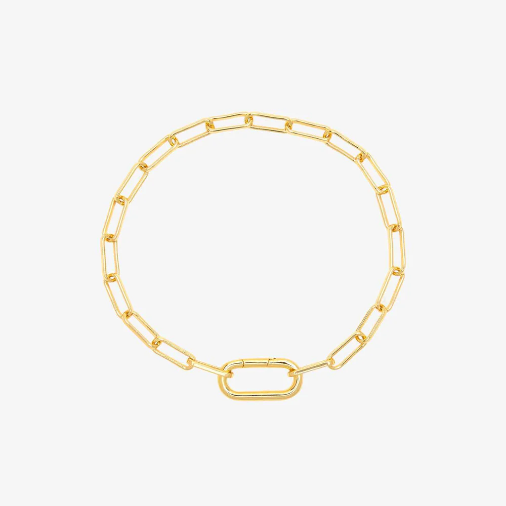 Pura Vida Harper Oval Charm Chain Bracelet - GOLD